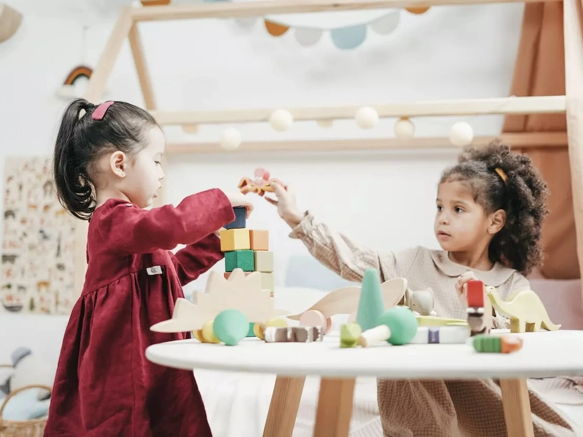 Two children playing. 