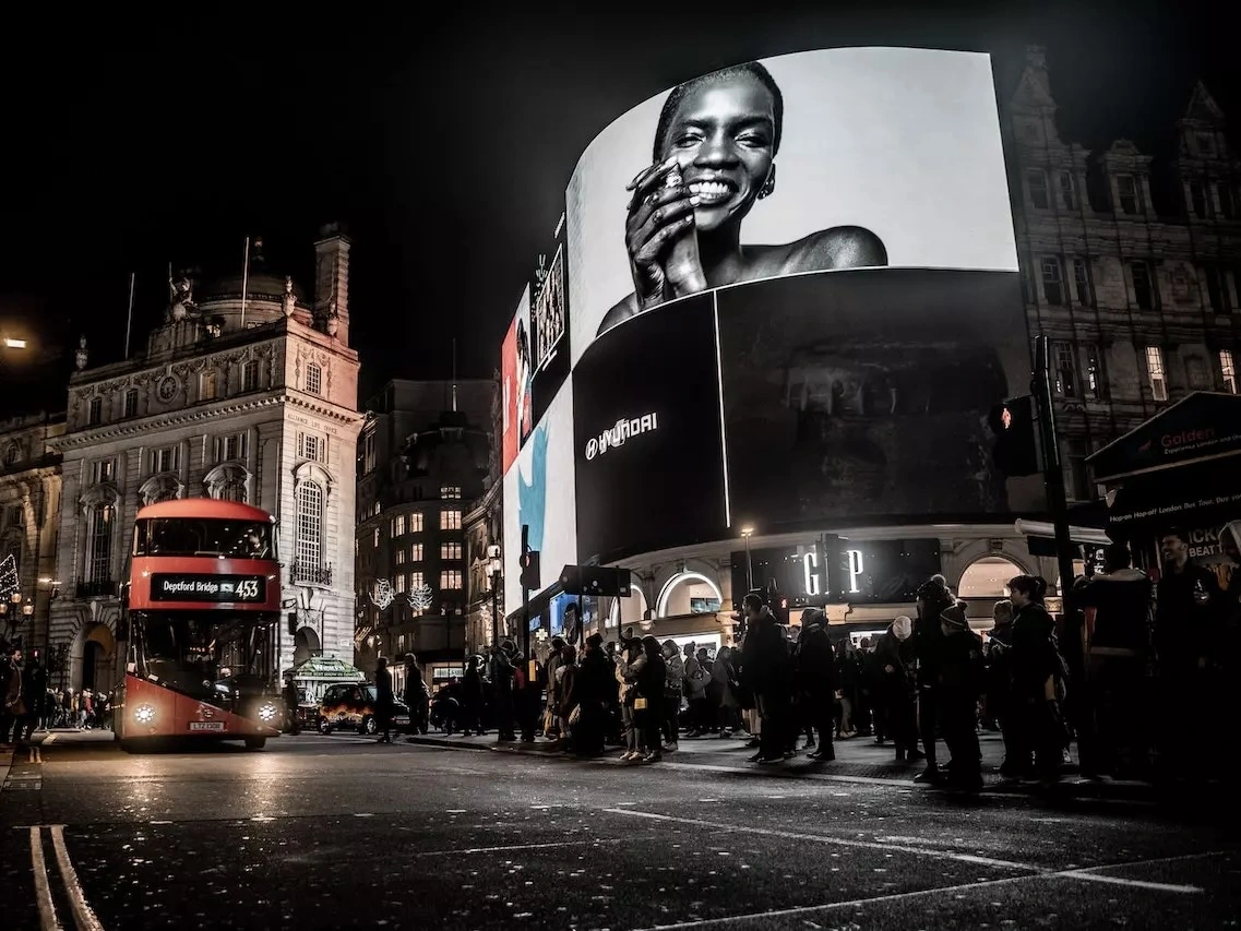 Advertising signs in London.