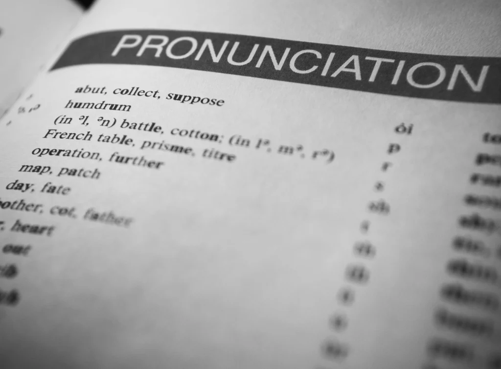 Closeup of a page from a dictionary.